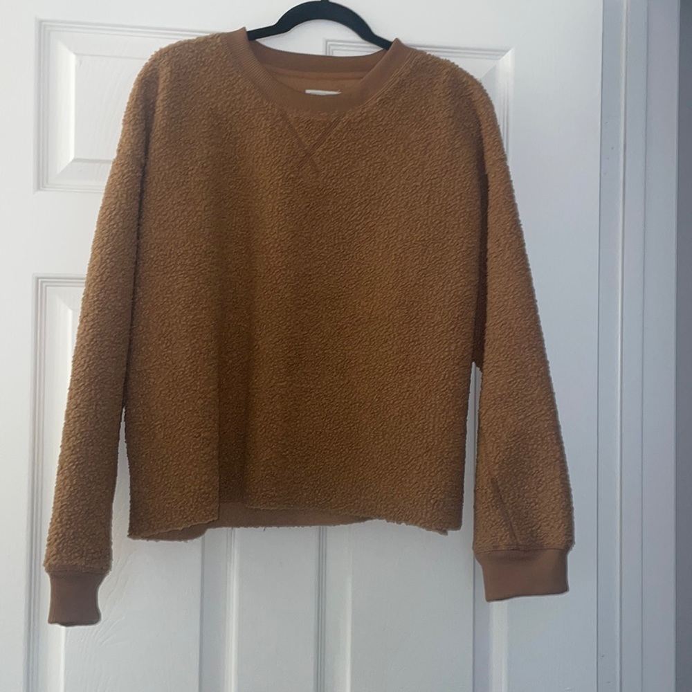 American Eagle, Medium, Brown, Sherpa Crewneck